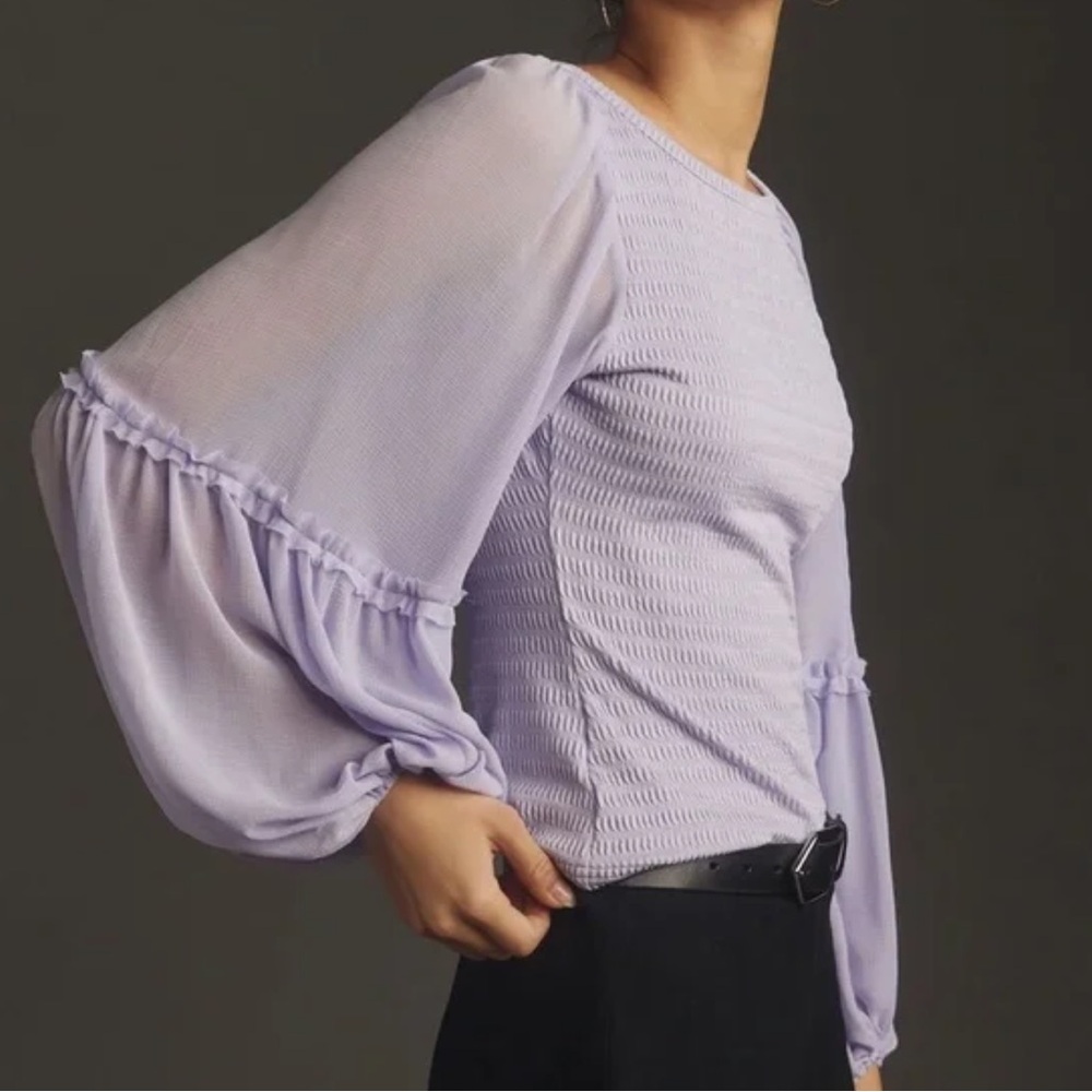 BY ANTHROPOLOGIE BALLOON-SLEEVE SMOCKED TOP NWT